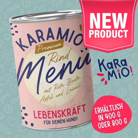 Premium Nassfutter für Allergiker – Rind mit Rote Beete, Apfel & Leinöl, schonend & getreidefrei | Karamio